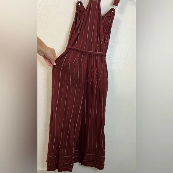 Billabong Bella Day Burgundy Multi Striped Culotte Jumpsuit XS - Picture 11 of 12